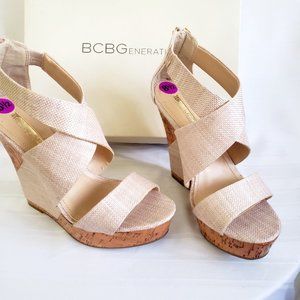BCB Generation women's size 8.5 beige platform shoes in box